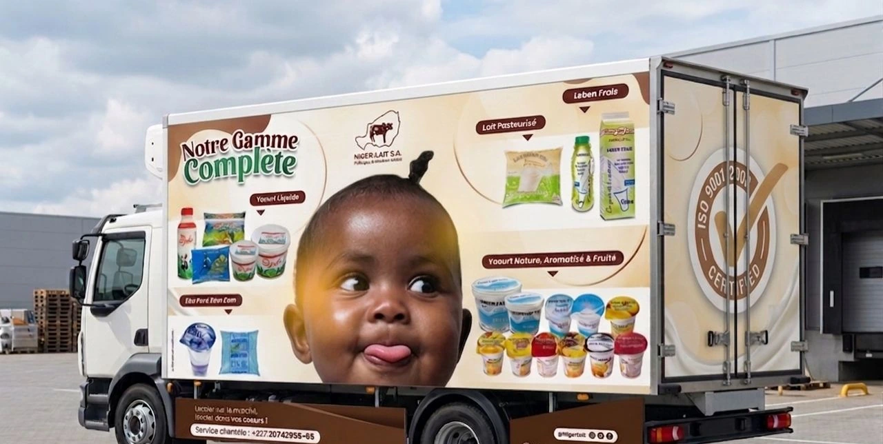Camion portant l’habillage Niger-Lait fourni par l’entreprise